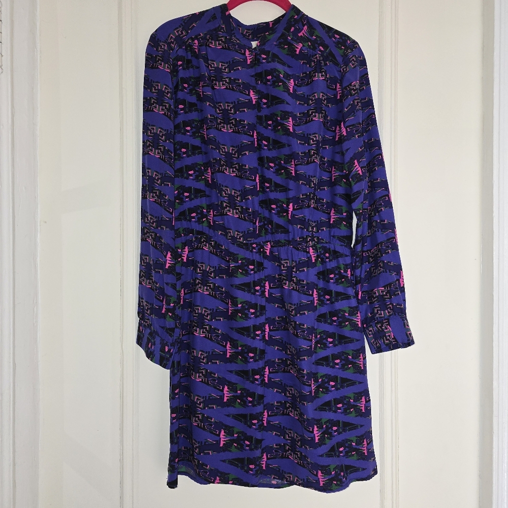 Amanda Uprichard Purple Silk "Aztec" Print Dress - Size Med - Picture 7 of 16